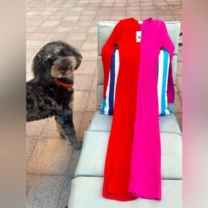 NWT-Pink and Red colorblock sweater dress